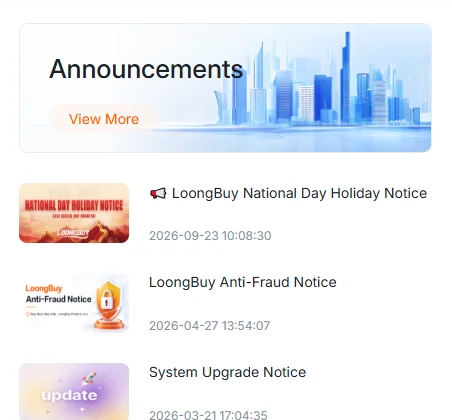 The Announcements column from the operator's home page, with three dated notices
